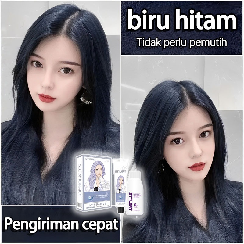 [Pengiriman cepat] STYLE FIT cat rambut biru*200ml，Tidak perlu pemutih，pewarna nabati murni, mudah m