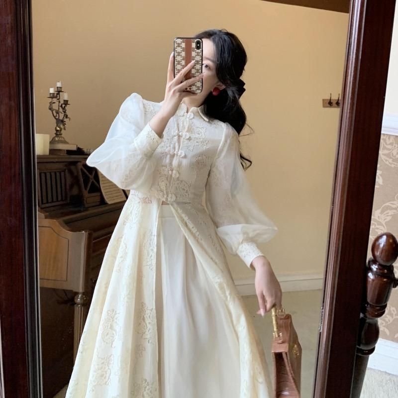 (Dijual Rugi)Dress Import Korea Cheongsam Vintage Set Dress Wanita