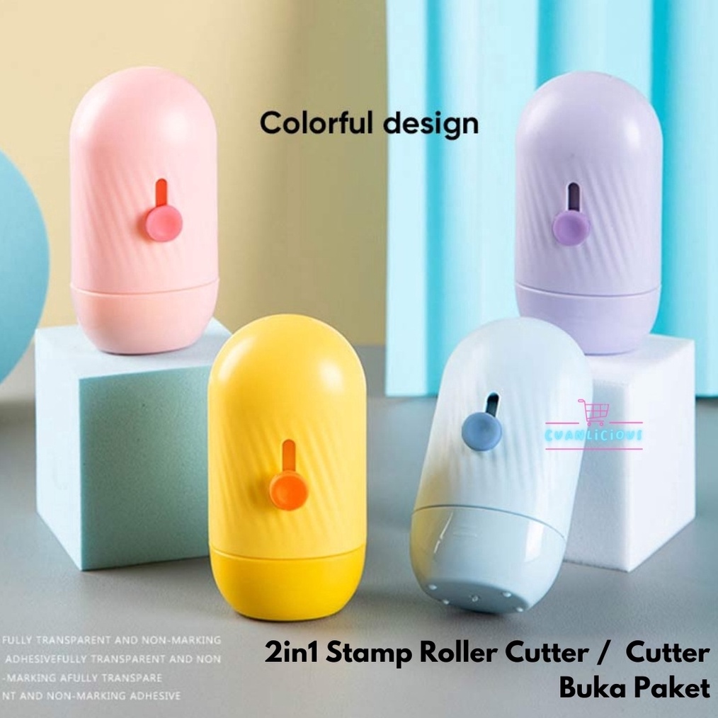 

GOGO ORDER 2in1 Stamp Roller Cutter Cutter dengan Tinta Refill Cutter Buka Paket Stamp