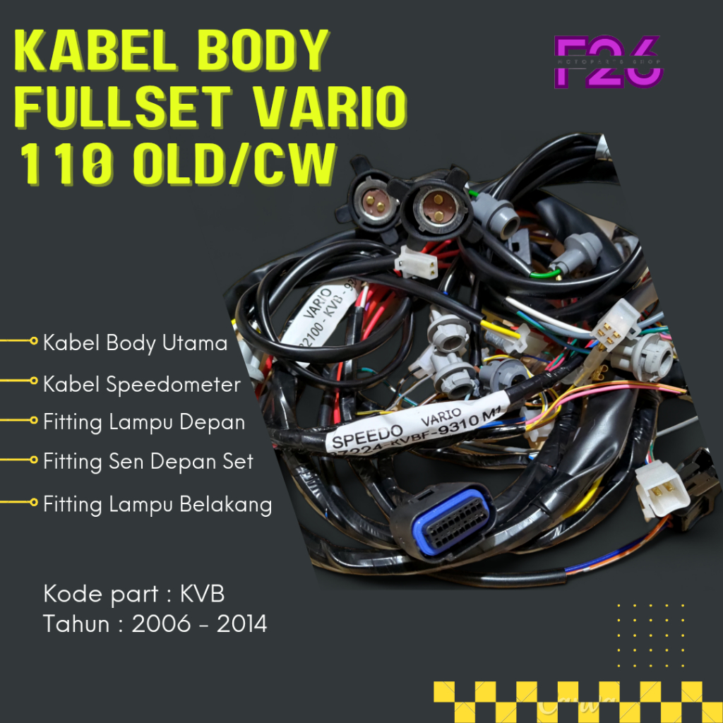 Paket Full set Kabel Body Honda Vario 110 Karbu Lama KVB Set Assy Bagian Utama Spidometer Lampu Depa