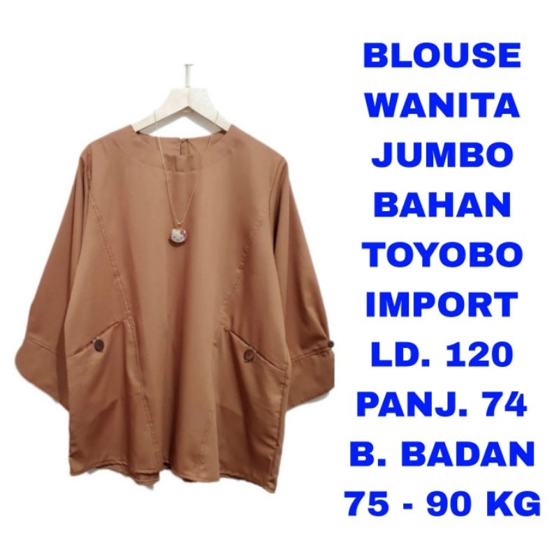 WK BLOUSE POLOS WANITA JUMBO LD. 120 BAJU ATASAN BAHAN TOYOBO