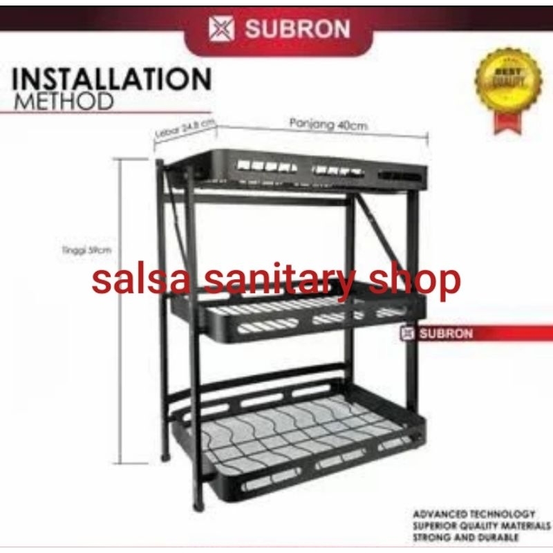 Rak piring Hitam stainless 3 susun // rak piring hitam stainless