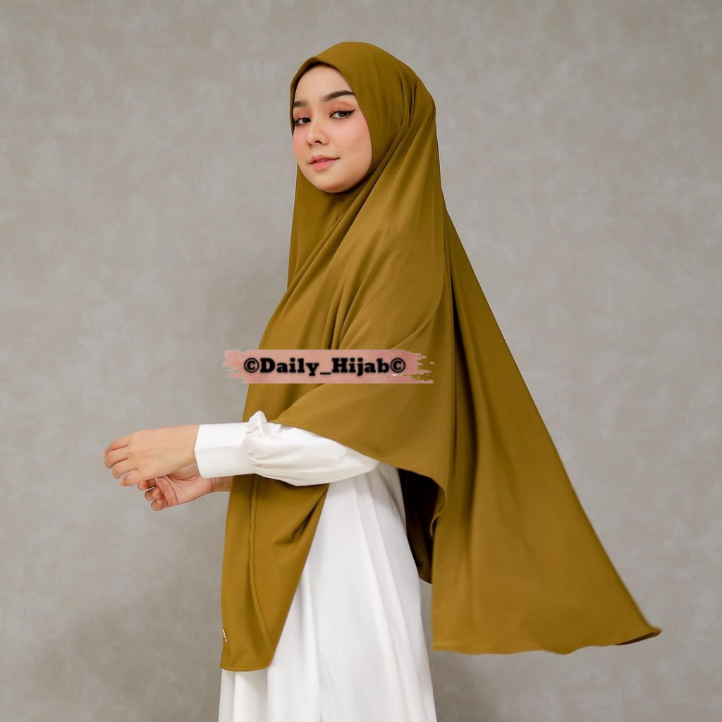 Hijab Bergo Instan Non Pet Jersey Khimar Malay Jumbo Daily XXL
