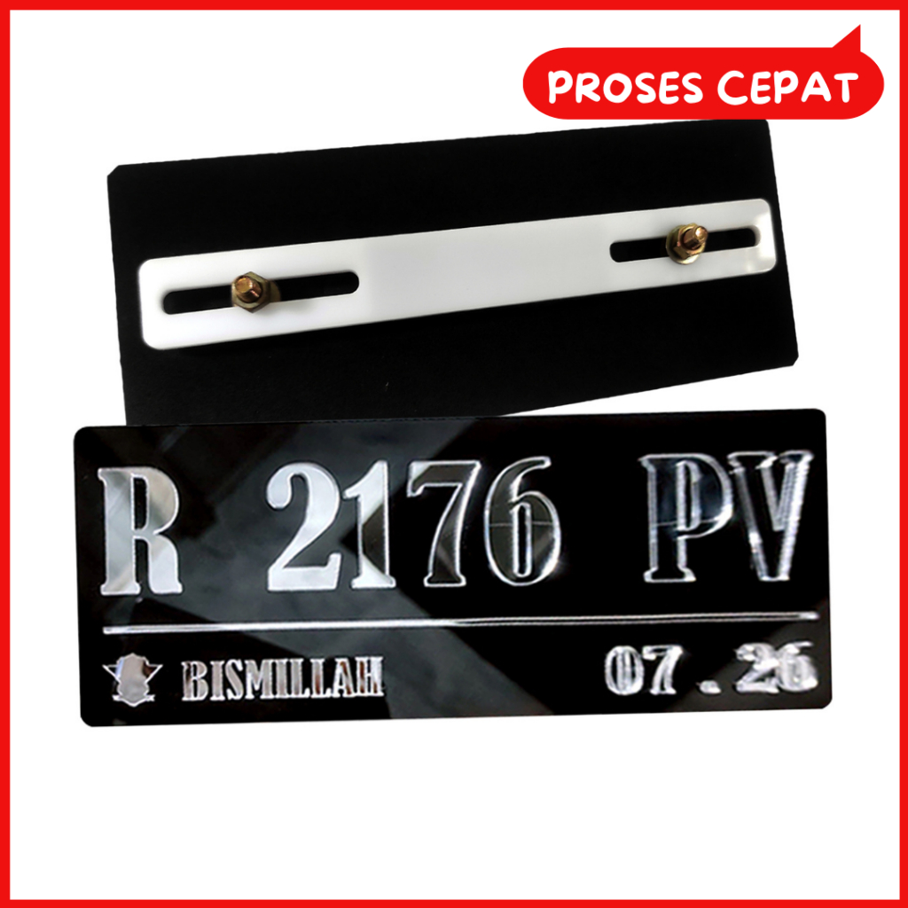 Plat Nomor Hitam Sepeda Motor Timbul Crome Baut Universal Datlystic