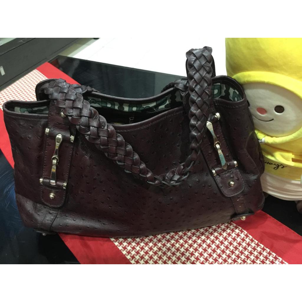 Gucci Authentic Vintage Dark Brown Ostrich Pelham Hobo Limited Edition-Preloved