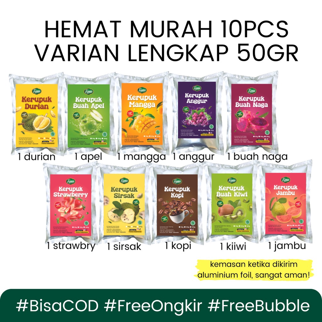 

WOW HEMAT MURAH 1pcs Krupuk Buah Varian Mix Durian Buah Naga Anggur Strawberry Jambu Kopi Sirsak Garansi Renyah BISA COD