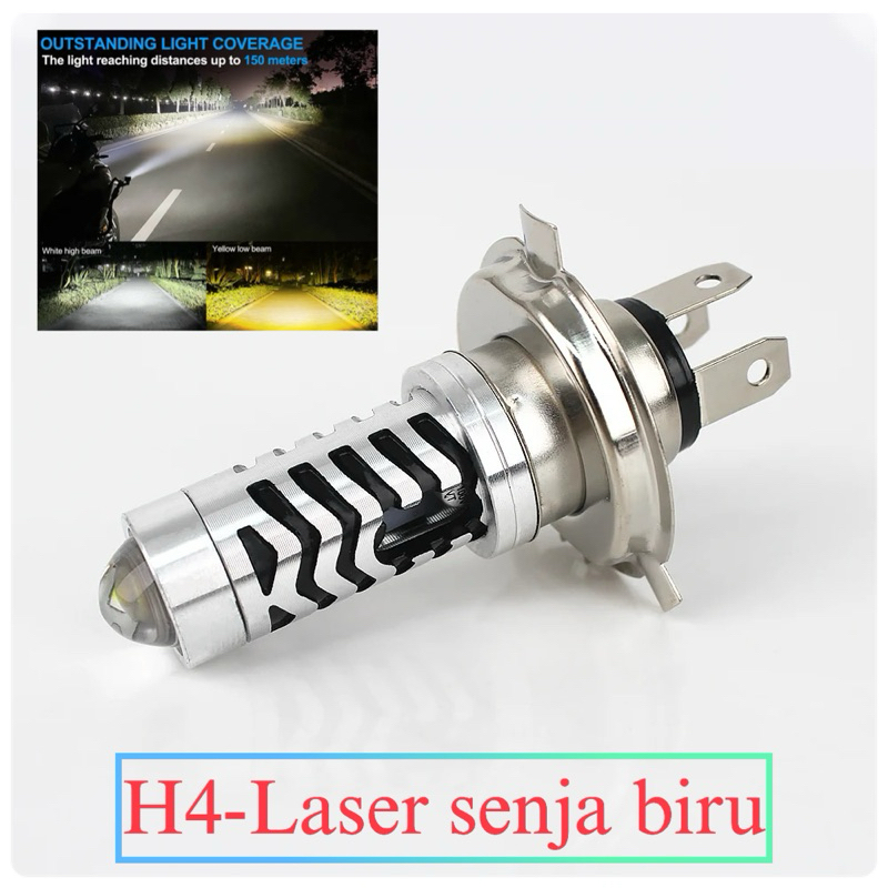 Lampu laser h4 senja biru Lampu led h4 laser 2warna D2 kaki 3 H4 Laser senja biru Vixion mxking tige