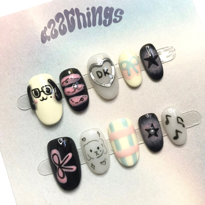 DK is dokyeom puppy Press On Nail Premium Fake Nails Kuku Palsu