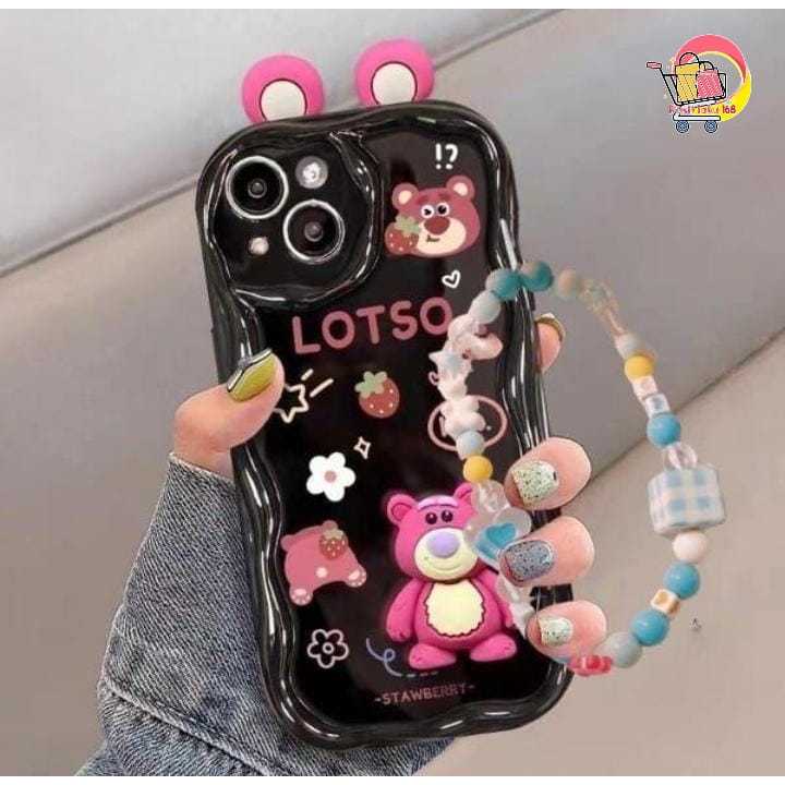 GL049 Premium Case Melting Strawberry Bear Bracelet Softcase / Casing Hp For SAMSUNG A52 A53 J2 Prim