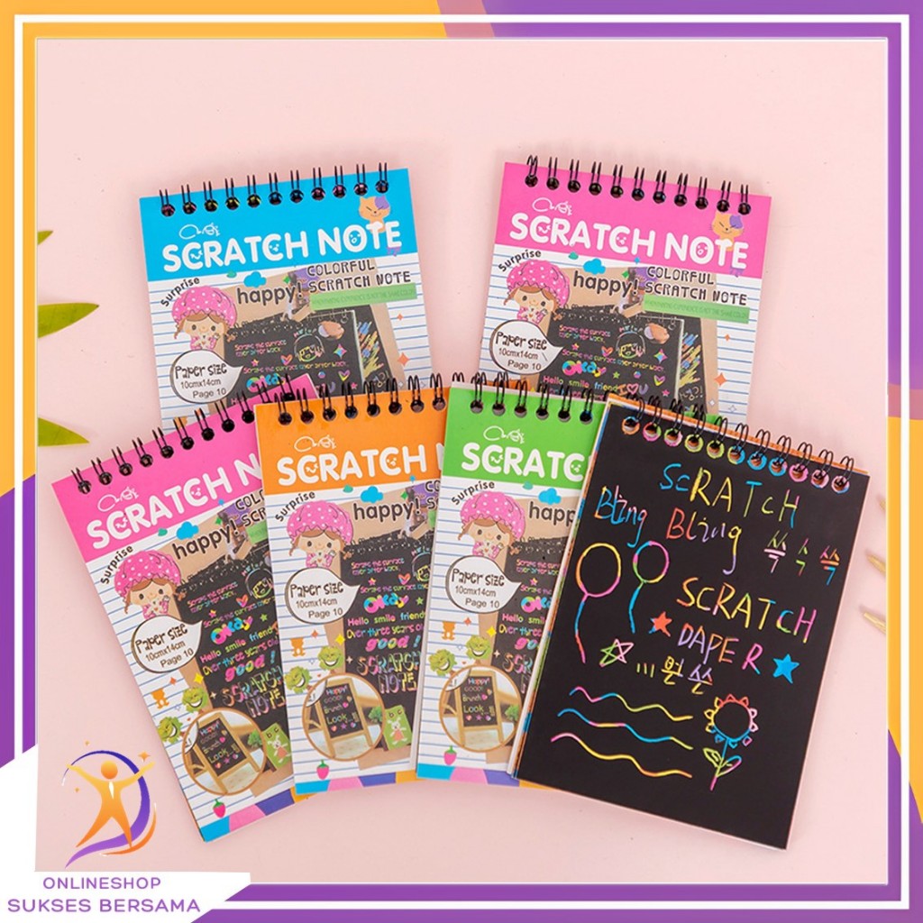 

OSB Buku Sketsa Warna-warni Scratch Book Grafiti Kertas Mini Tulis Gores Gambar DIY Sscratch Paper Note Black Cardboard Mini Hadiah Alat Tulis Mainan Edukasi