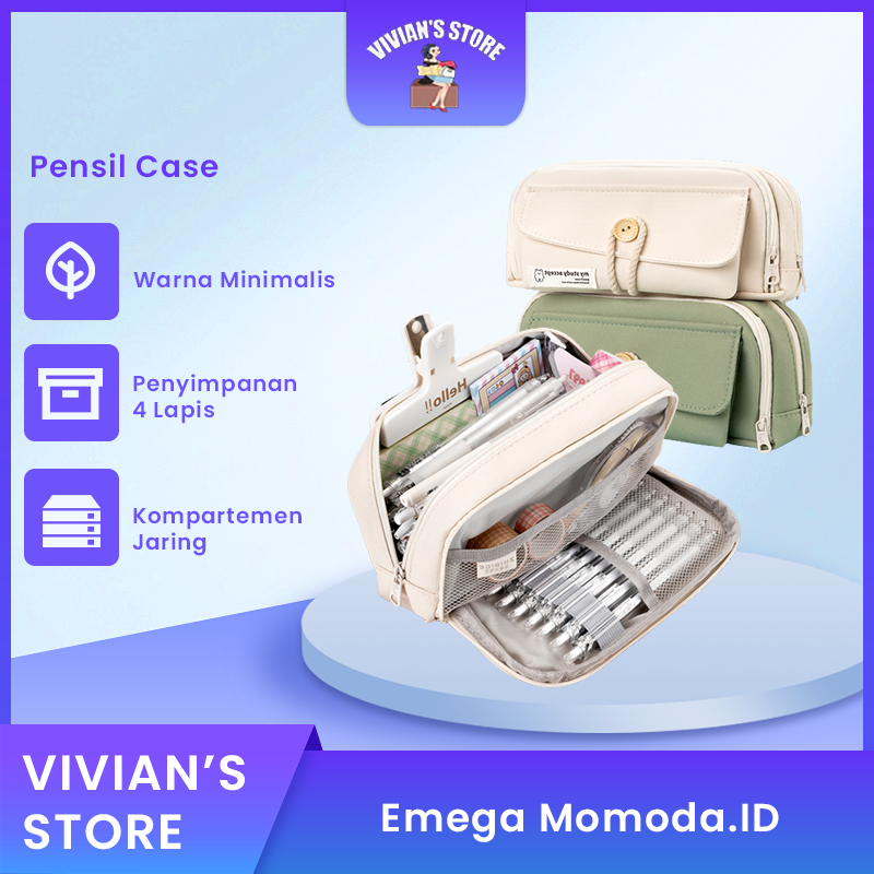 

Pencil Pouch / Tempat Pensil Penyimpanan Besar/Kotak Pensil Besar Double Zipper Warna Pastel Dua Resleting Dual Zipper Muat Banyak