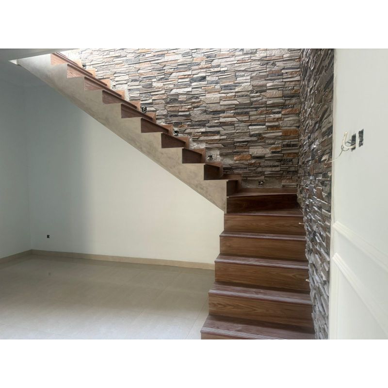 Granit Keramik anak tangga motip kayu coklat Stepnosing size 30x60, 30x70, 30x80, 30x90, 30x100, 30x
