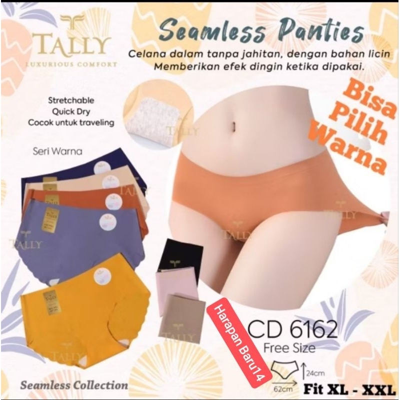 TALLY CD 6162 Celana Dalam Wanita Bahan Seamless Jahitan fit to L-XL