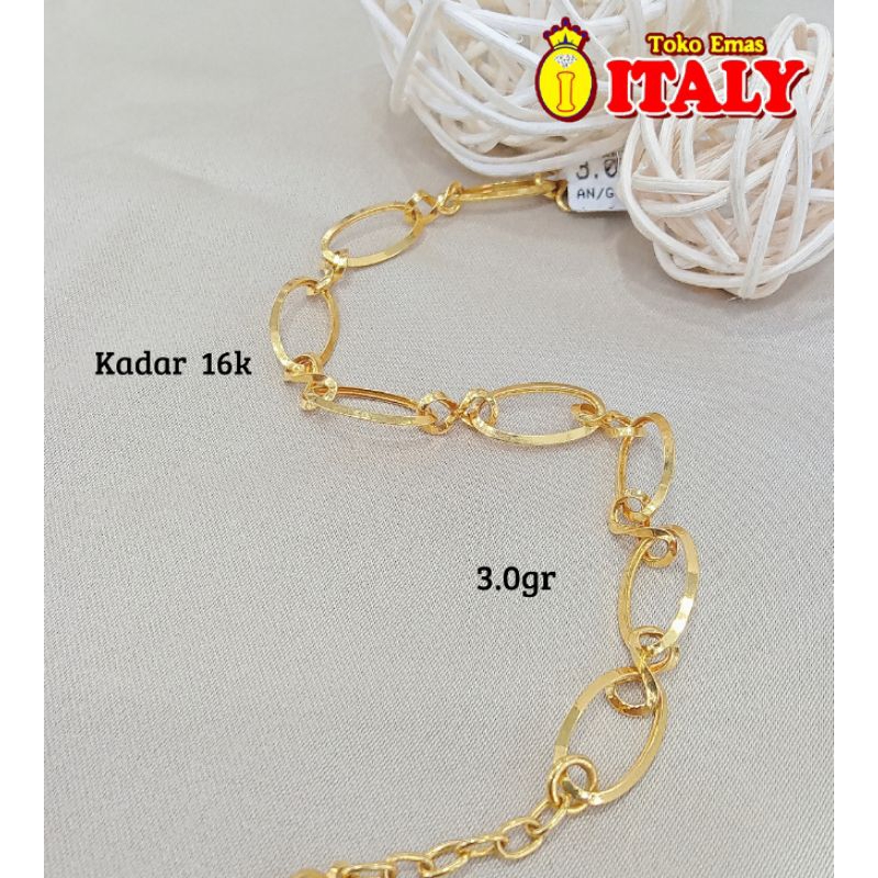 Gelang emas tua variasi rantai oval
