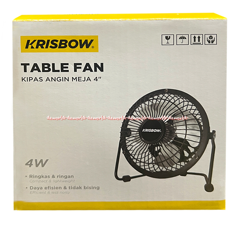 Krisbow 4inchi Table Fan Black Kipas Angin Meja Kecil Warna Hitam Besi Stainless Steel Mini Kris Bow