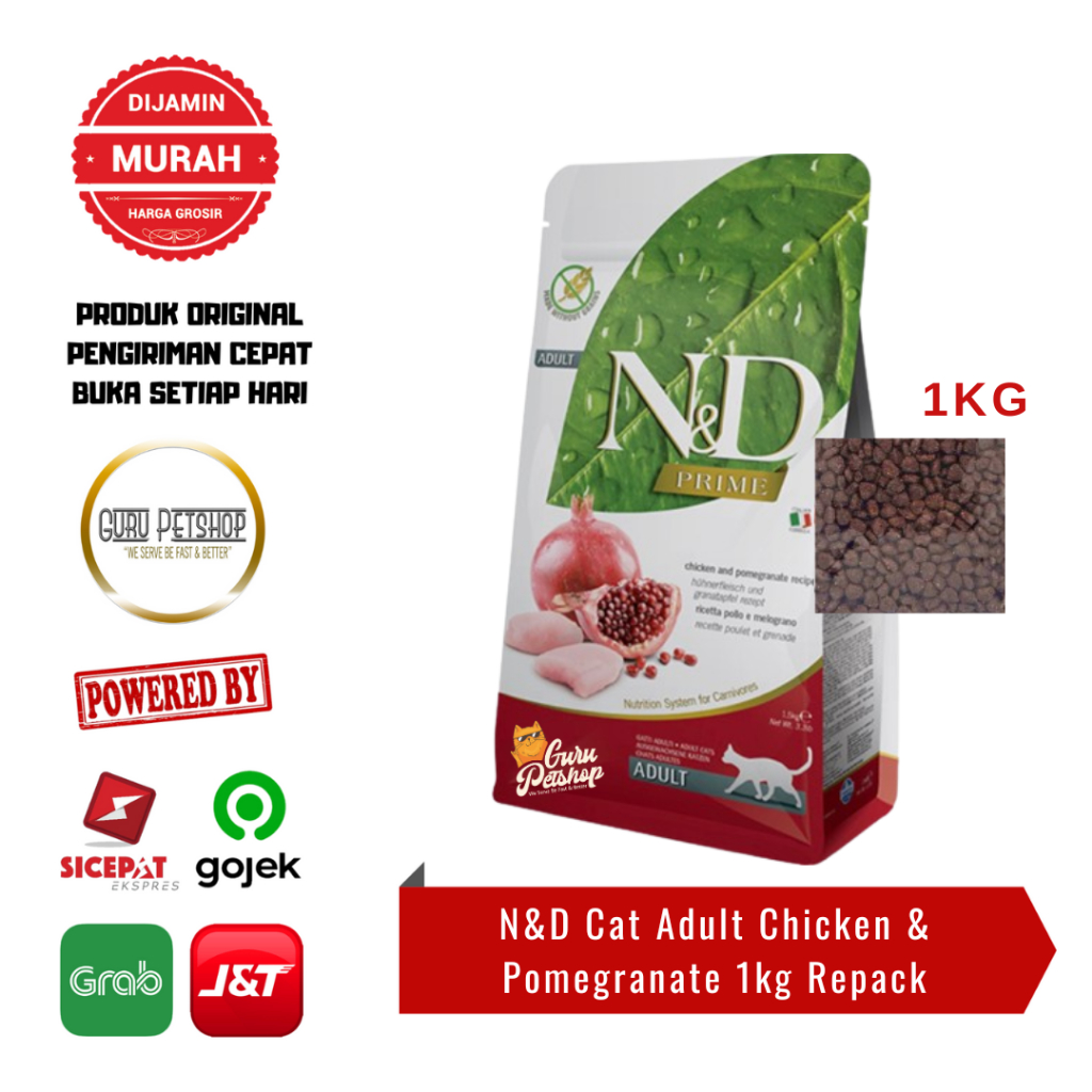 Farmina N&D Cat Adult Chicken & Pomegranate 1kg Makanan Kucing N&D