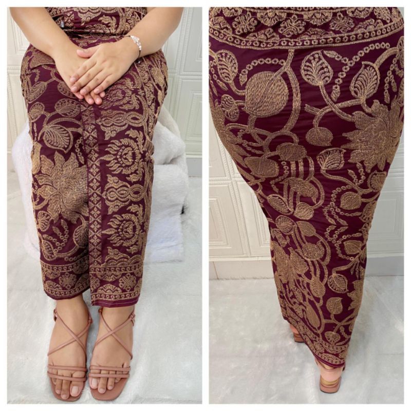 KAMEN JADI BORDIR STRAIT MOTIF DAUN ANGGUR/KAMEN BALI/KAMEN STRAIT