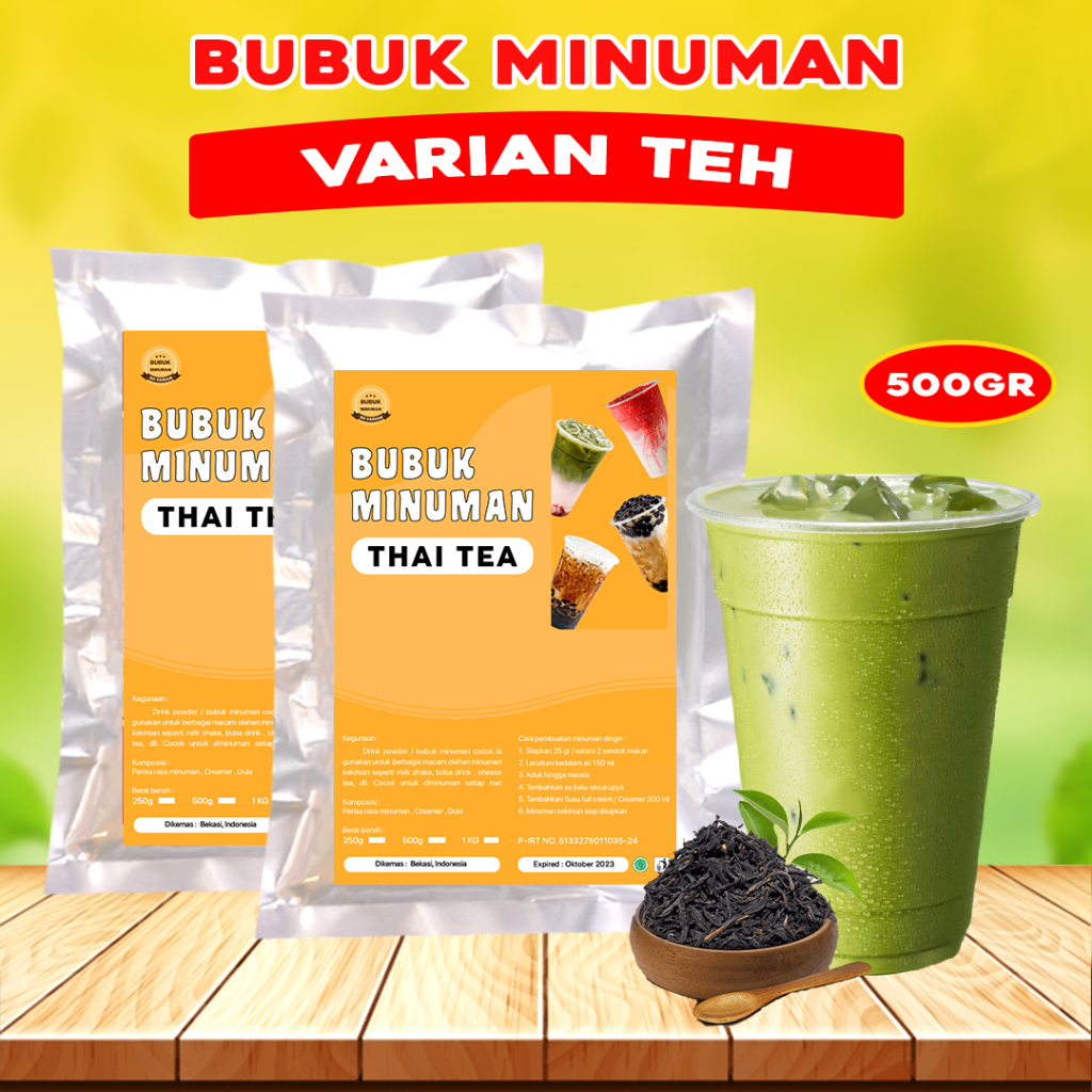 

BUBUK MINUMAN RASA TEH 500GR / SERBUK MINUMAN RASA TEH / BUBUK MINUMAN KEKINIAN / BUBUK TEH MINUMAN