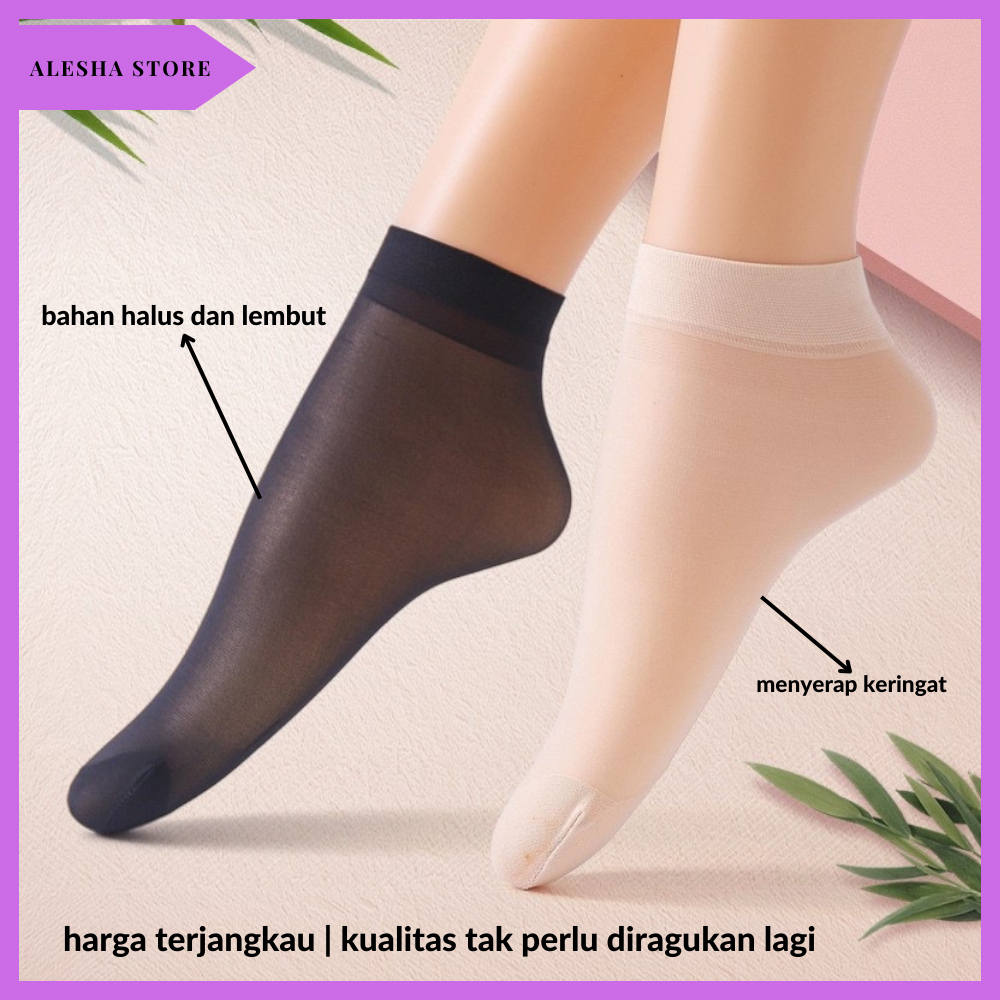 Stocking Pendek Wanita Kaos Kaki Stoking Tipis Transparan warna kulit