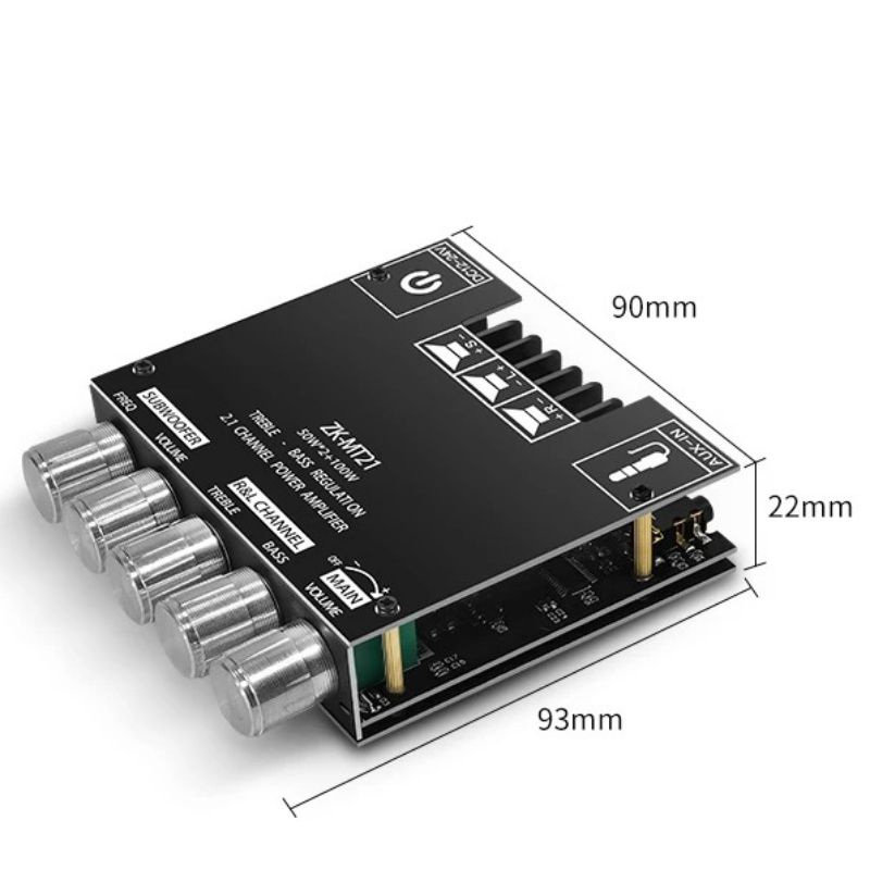 (ORIGINAL) ZK-MT21 Audio Amplifier Bluetooth 5.0 AUX 2.1 Channel Subwoofer
