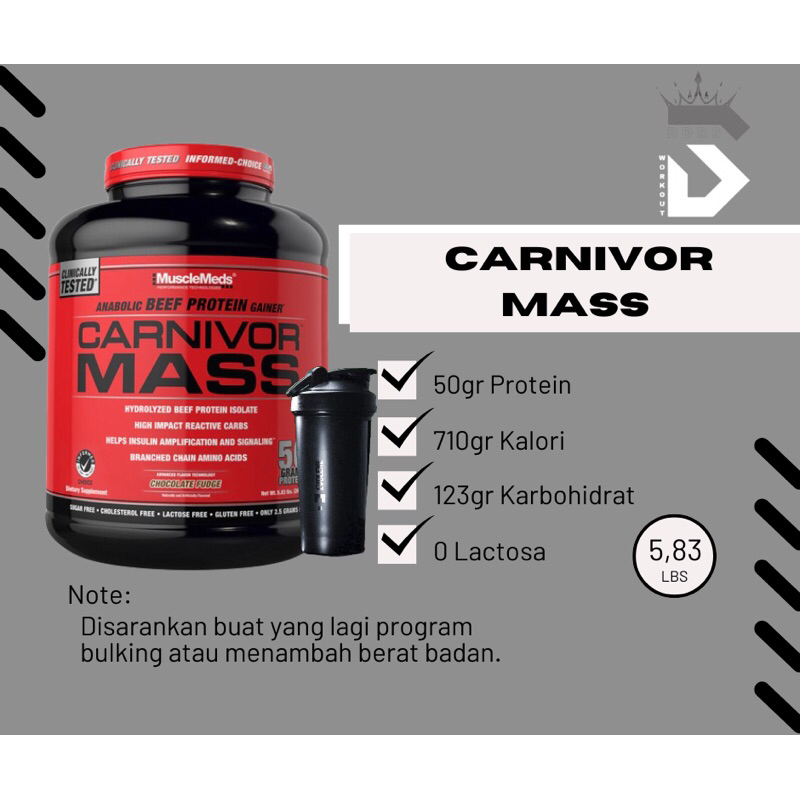 CARNIVOR MASS 5,8lbs - SUSU PROTEIN - Suplement Gym - Susu Buat Bulking - SUPLEMEN MENAMBAH BERAT BA