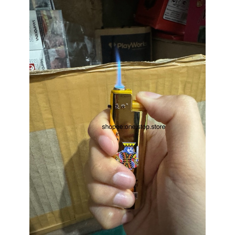 Mancis Korek Api Gas Zet Bara Api Biru Torch Lighter Motif Joker Gold Emas (bisa ISI ULANG)