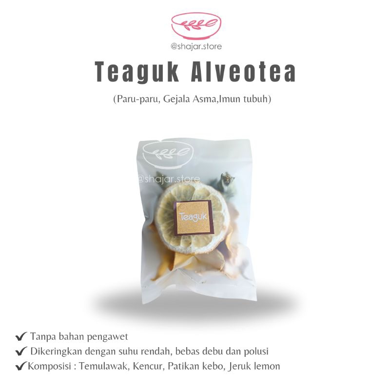 

Teaguk alveotea 5gr | Paru-paru sehat | Gejala Asma | Menaikan Imun Tubuh Resep JSR seduhan teh rimpang rempah