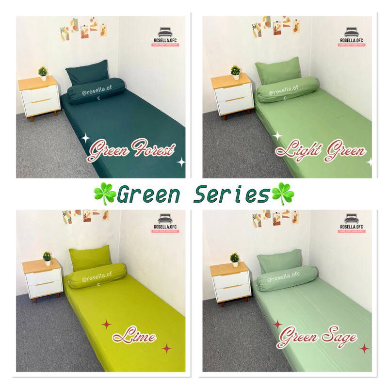 Spray Sprei Polos Green Sage Hijau Pastel Aesthetic Minimalist Sarung Bantal Guling Katun Estetik Ko