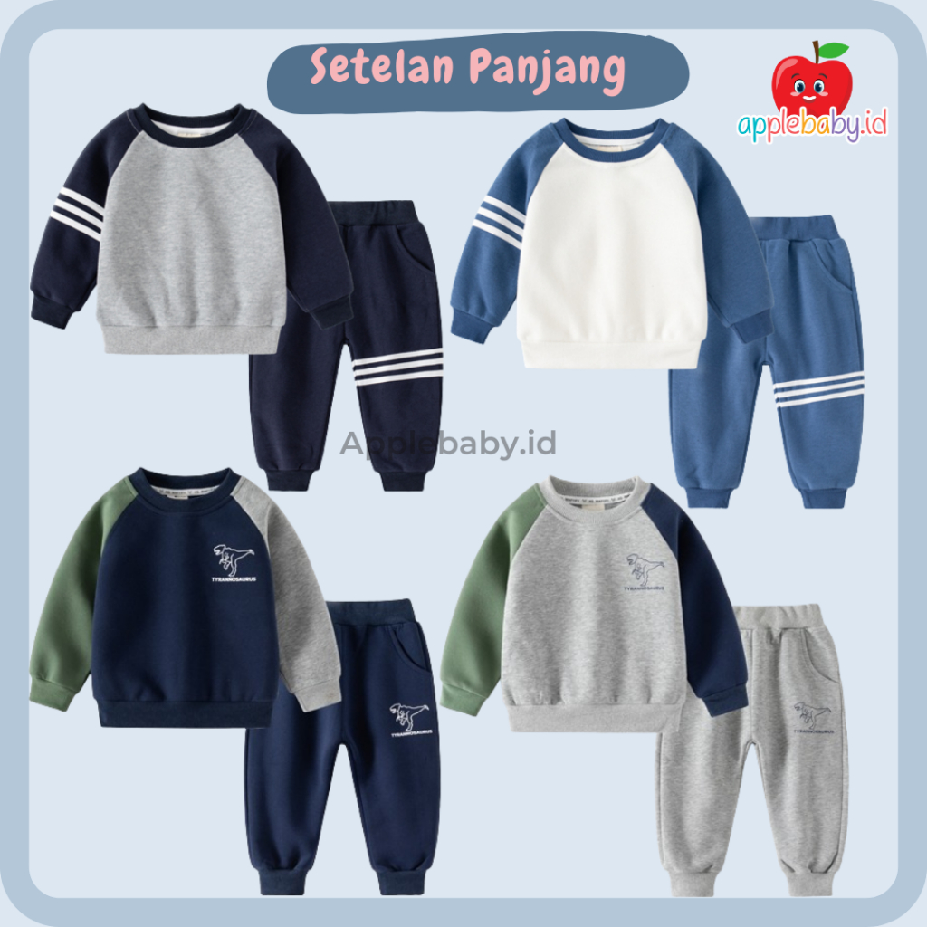 Setelan Panjang Cowok Satu Set Baju Anak Cowok Baju Lengan Panjang Cowok Baju dan Celana Panjang Ana