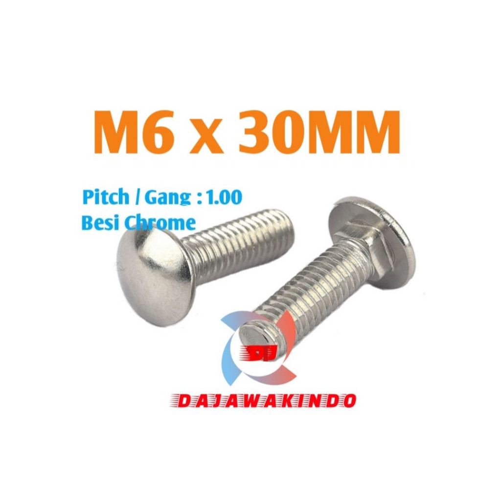 Baut Bemper M6 x 30 / Baut Payung / Carriage Bolt M6 x 30