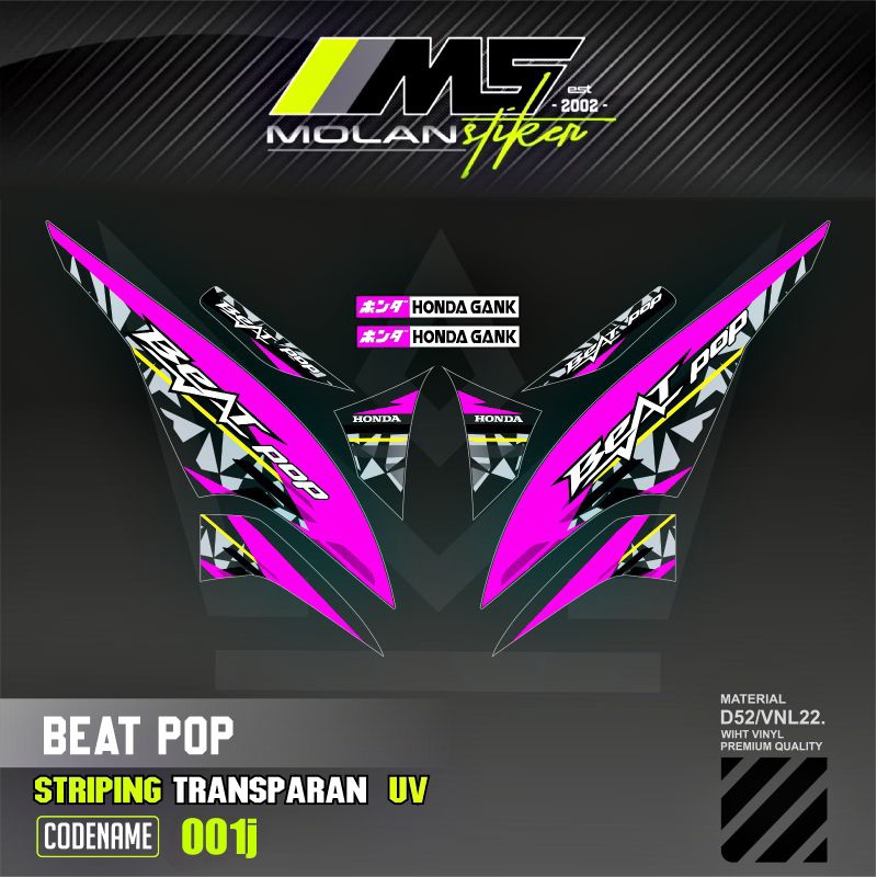 Decal Sticker Striping Variasi Transparan Uv Beat Pop Malaysia Honda Beat Pop 110 Esp Cbs Iss Beat P