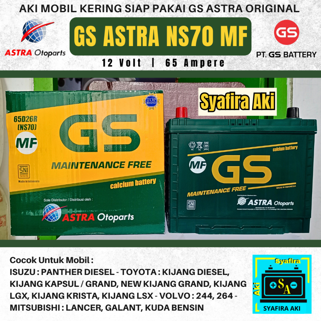 Aki Mobil Toyota Kijang LGX GS Astra NS70 MF Aki Kering