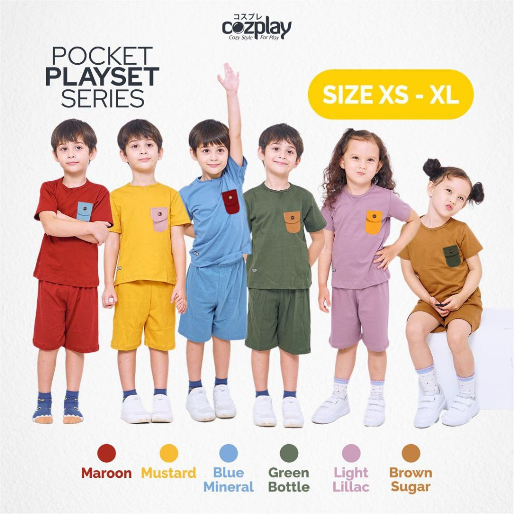 Pocket Playset - Baju Anak Laki-Laki Perempuan Onset Santai Premium Umur 0-5 Tahun Setelan Baju Anak