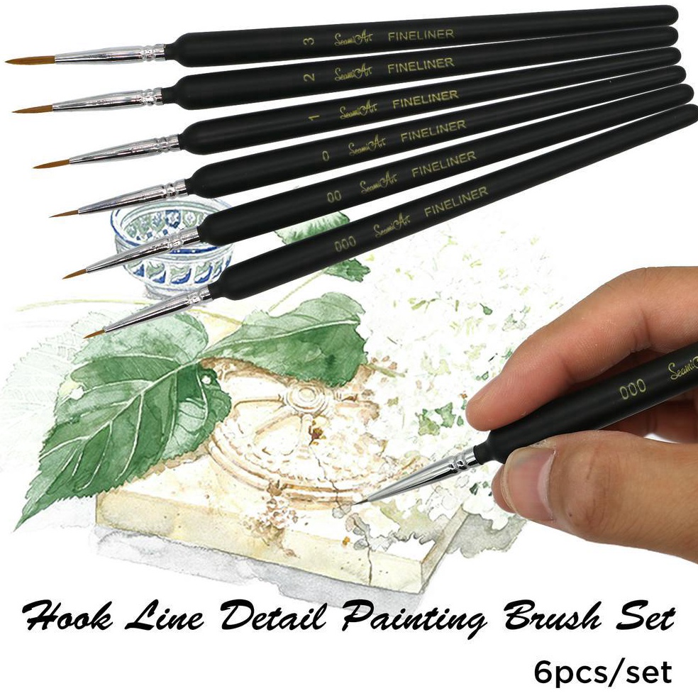 

KODE W8U2 SeamiArt 6pcs Hook Line Paint Brush set Kuas cat Warna air Cat akrilik Cat minyak Menggambar kuas