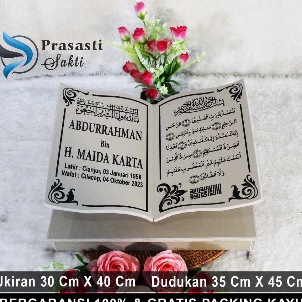 KODE V95T Batu Nisan Granit Makam Full Set Bentuk Model Buku Kijing Maesan Kuburan 3 X 4  35 X 45 D1