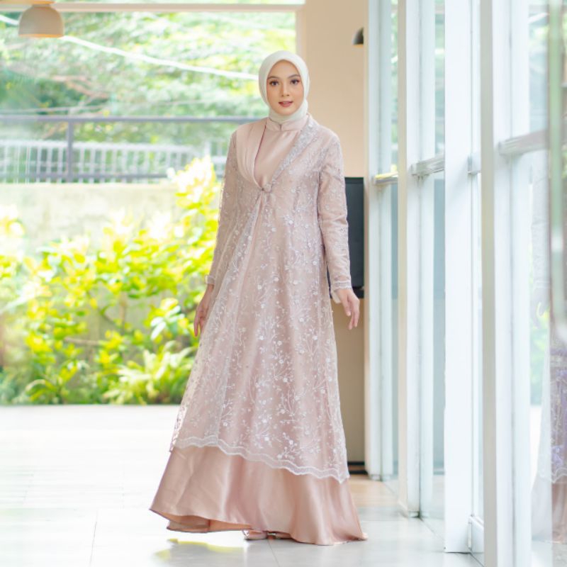 GAMIS SUPER JUMBO ALLUNA SET 2in1 GAMIS TER BARU BAHAN MAXMARA INER BRUKAT OUTER TERLARIS  BISA COD 