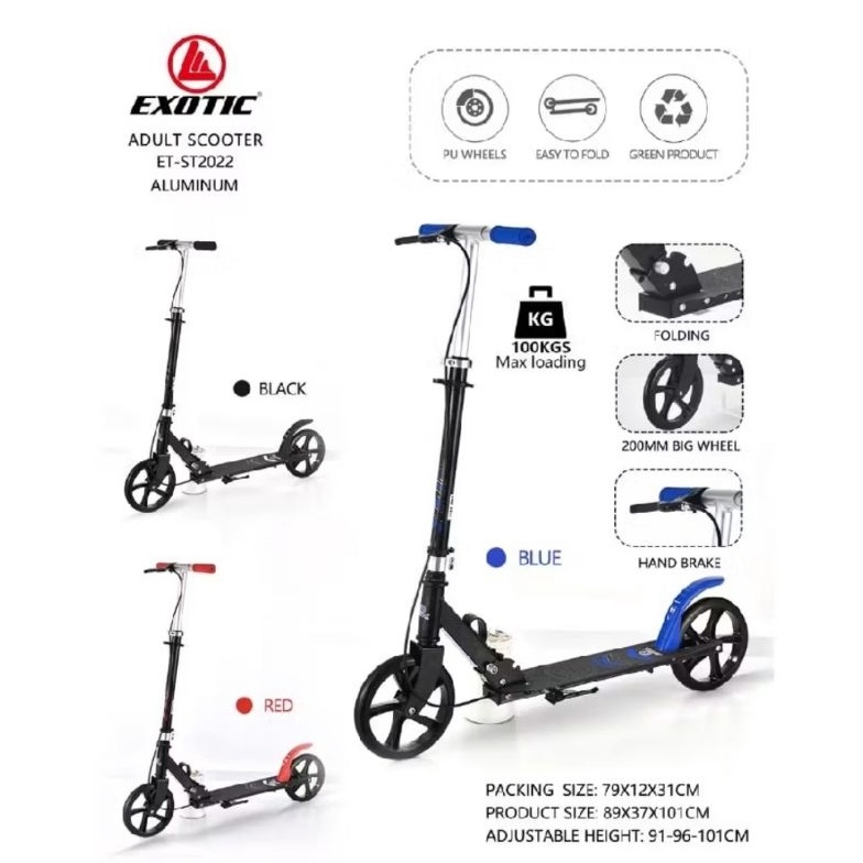 Skuter Otoped Anak dewasa Exotic ST 222 ET HB 35 312 Scooter Roda Dua HB35 HB312 Lipat KODE T5P2