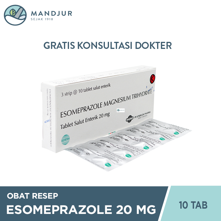 ESOMEPRAZOLE GENERIK ETERCON 20 MG 1 STRIP @ 10 TABLET SALUT ENTERIK