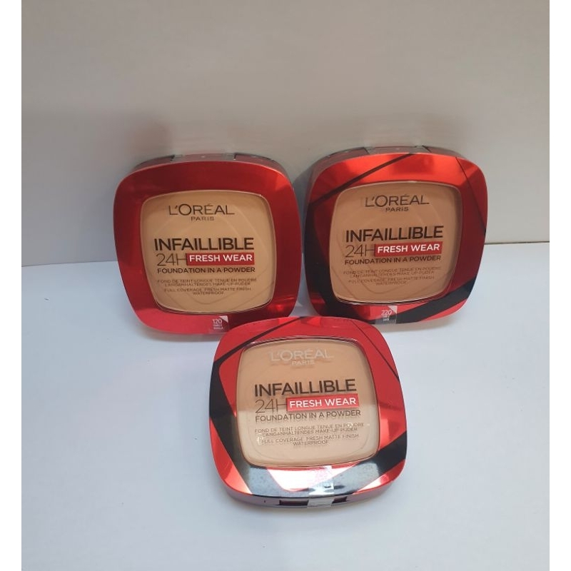 L'Oreal Paris Infallible 24H Fresh Wear Powder Foundation High Coverage | Bedak Loreal