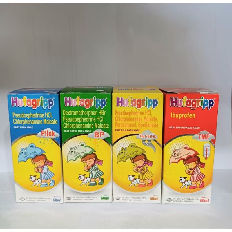 Hufagrip TMP(Merah) | Hufagrip Flu&Batuk (Kuning) | Hufagrip Pilek (Biru) | Hufagrip BP (Hijau)