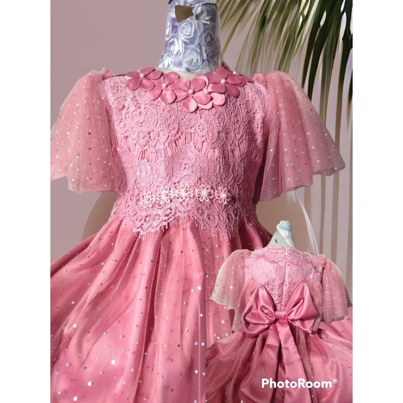 gaun anak rok tile pita belakang/dress anak/gaun anak