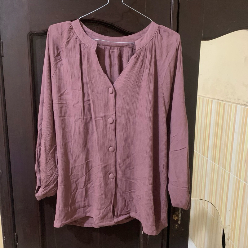 PRELOVED BLOUSE KEMEJA DUSTY PINK PURPLE