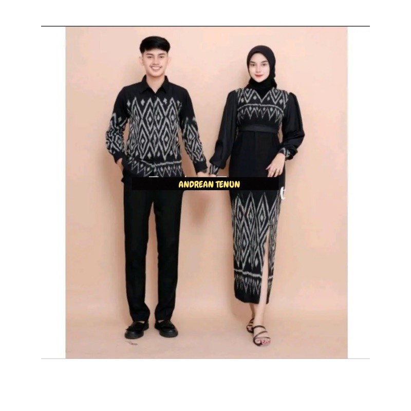 COUPLE TENUN ETNIK WARNA HITAM || BAJU PESTA || BAJU PASANGAN || BAJU KONDANGAN