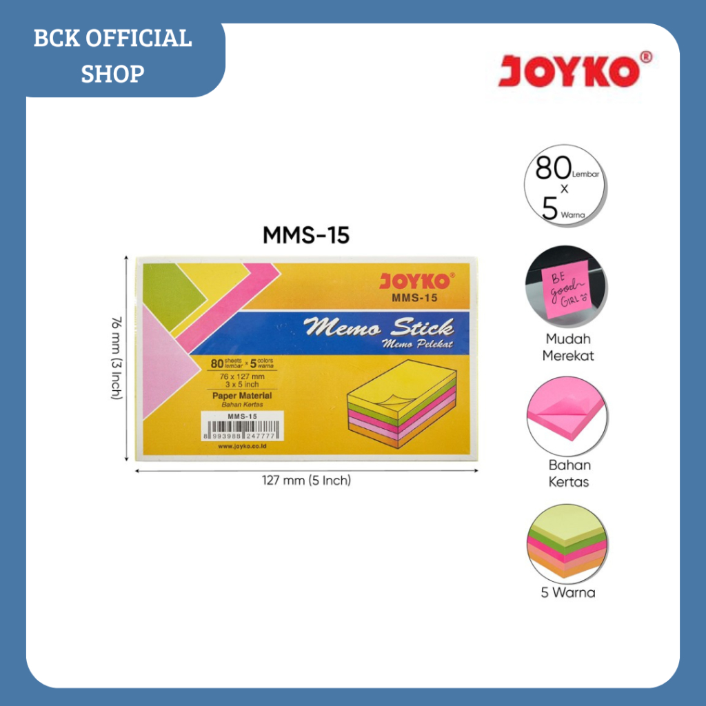 

Memo Stick Kertas Memo Tempel Sticky Note Joyko MMS-15 (SET)