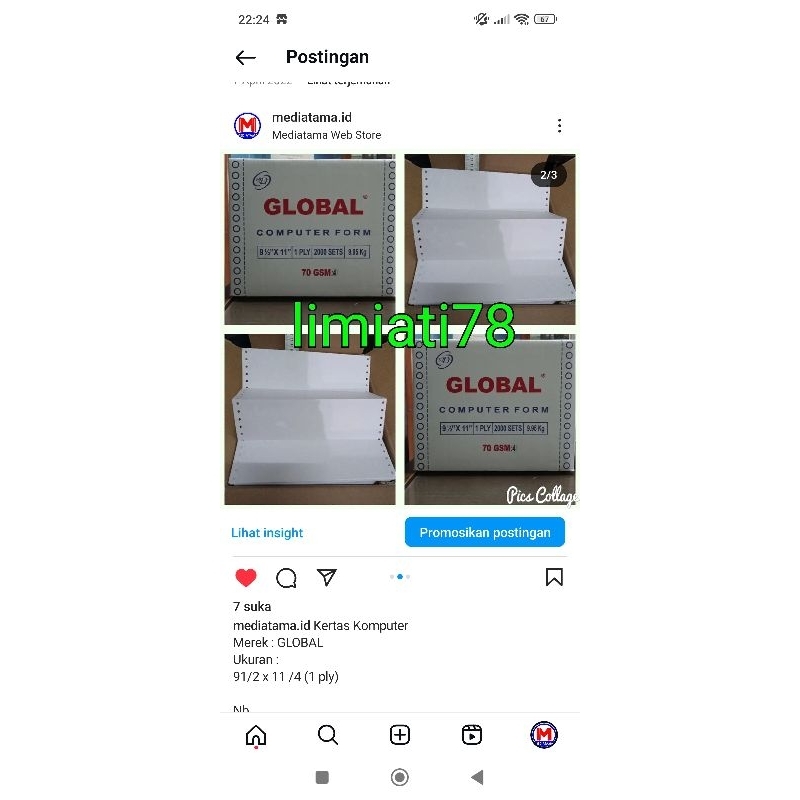 

Kertas Continuous Form Global 9 1/2 x 11 : 4 (1 ply)