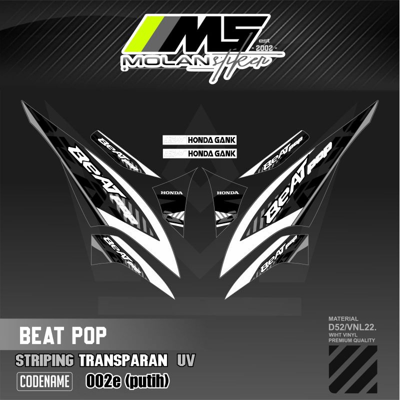 Decal Sticker Striping Variasi Transparan Uv Beat Pop Malaysia Honda Beat Pop 110 Esp Cbs Iss Beat P