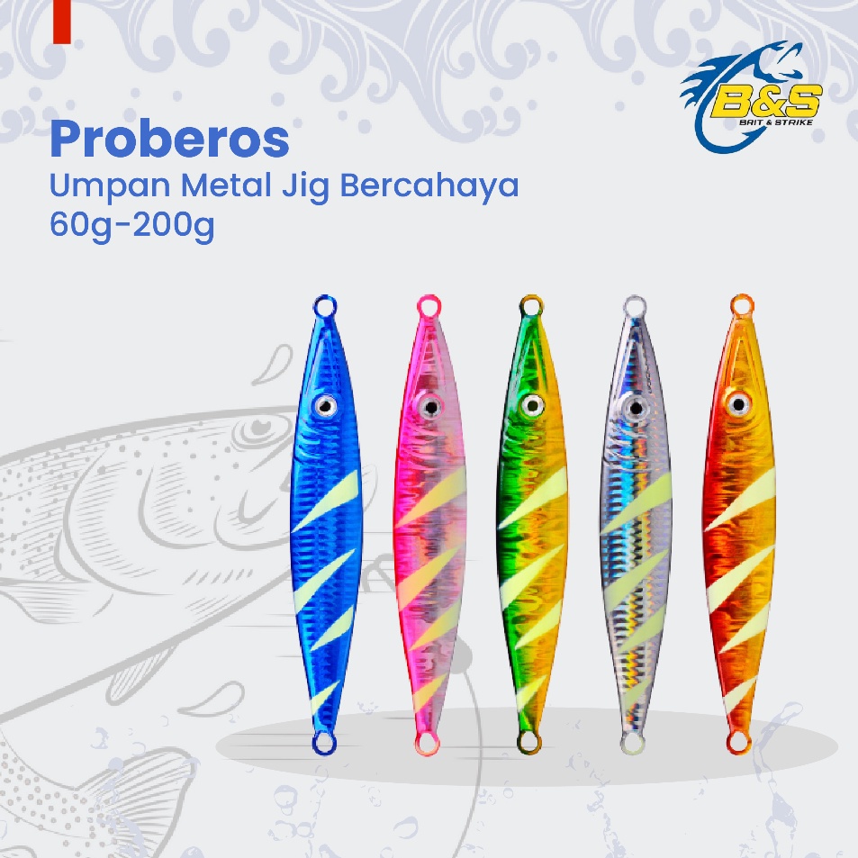 Super Promosi  PROBEROS Umpan Metal Jig Bercahaya 62G MJ48