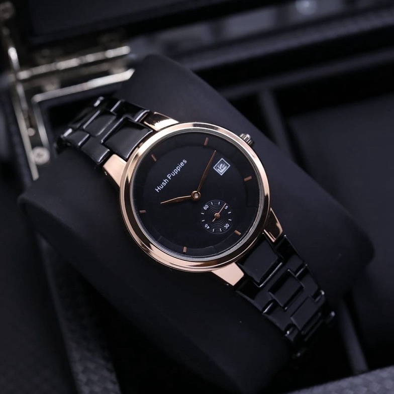 PROMO BESAR Jam Tangan Wanita HUSH PUPPIES Rantai Tanggal aktif Crono Detik On Waterproof Cuci Tanga