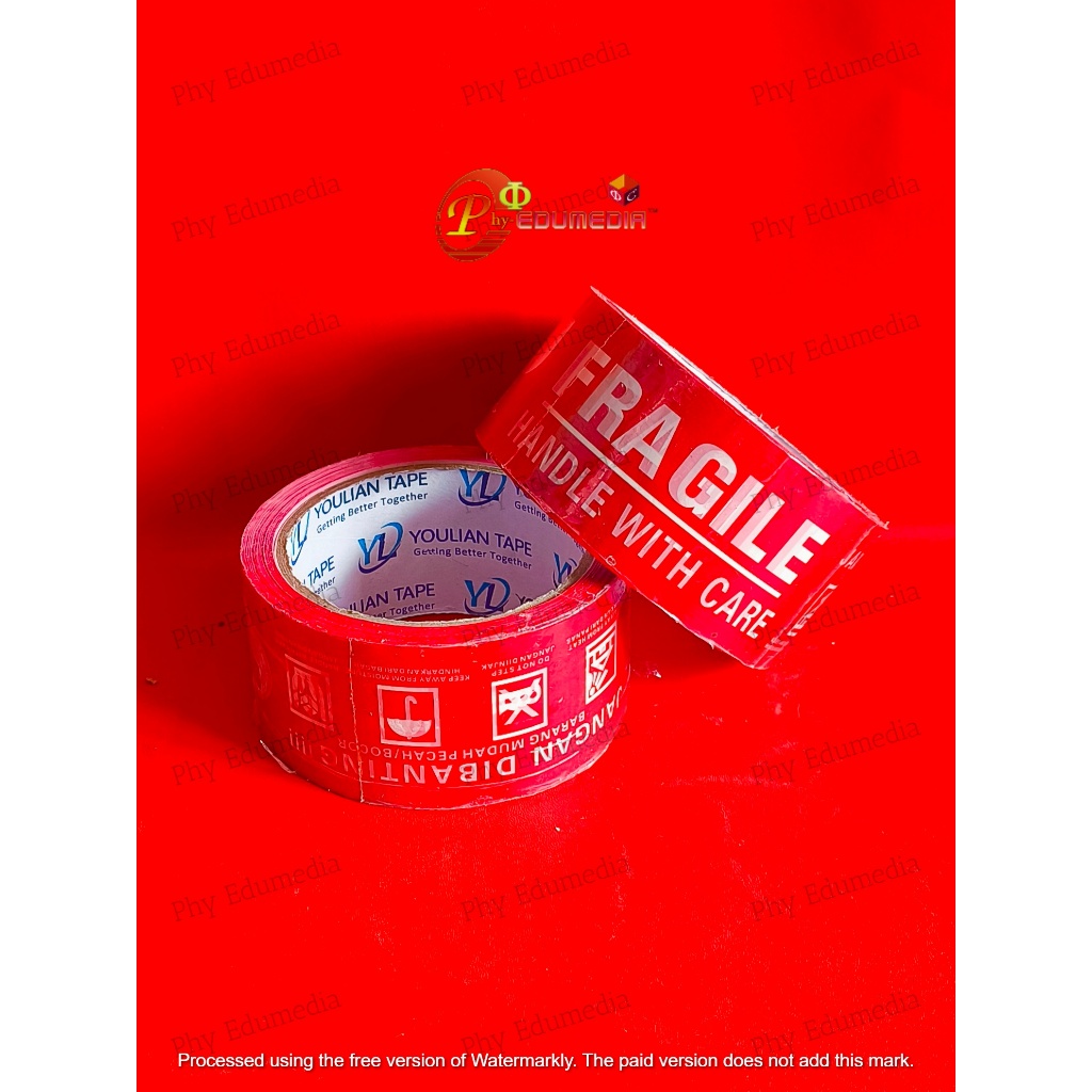 

Lakban Fragile Merah 2”inch (48MM x 80Y) Isolasi Fragile Video Unboxing Warna Merah 80Y Lakban OPP