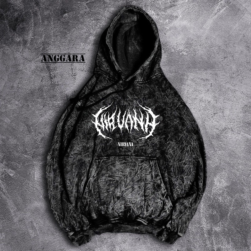 SWEATER HOODIE WASHED NIRVANA METAL FONT / HOODIE BAND NIRVANA / SWEATER BAND METAL NIRVANA